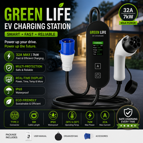 EV CHARGER, Electric Vehicle Home Charger - Wall Box, Portable Models & Charging Stations